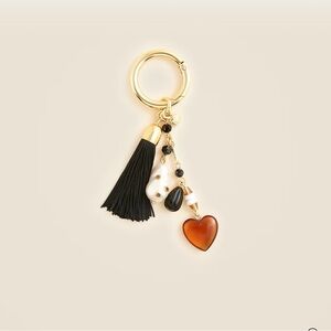 J crew New Gold and Black Tassel Keychain